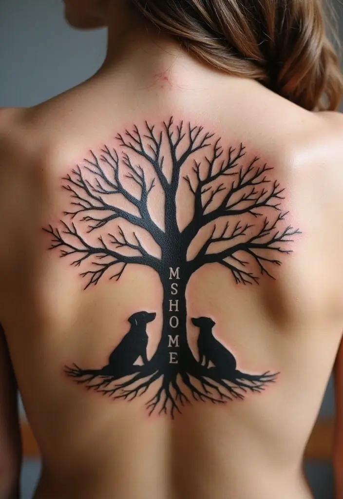 30 Loyalty Over Love Tattoos and Their Symbolism - 30. Family Tree with Pet's Name
