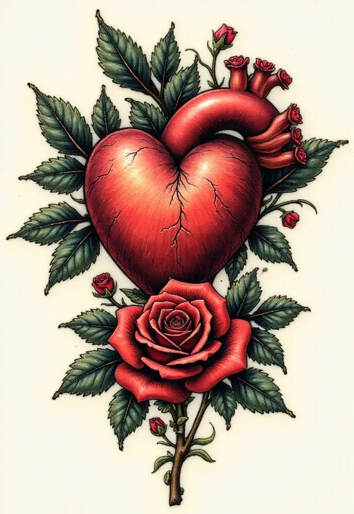 30 Sacred Heart Tattoo Ideas with Spiritual Symbolism 30 30 Sacred Heart Tattoo Ideas with Spiritual Symbolism - 30. Sacred Heart with a Rose