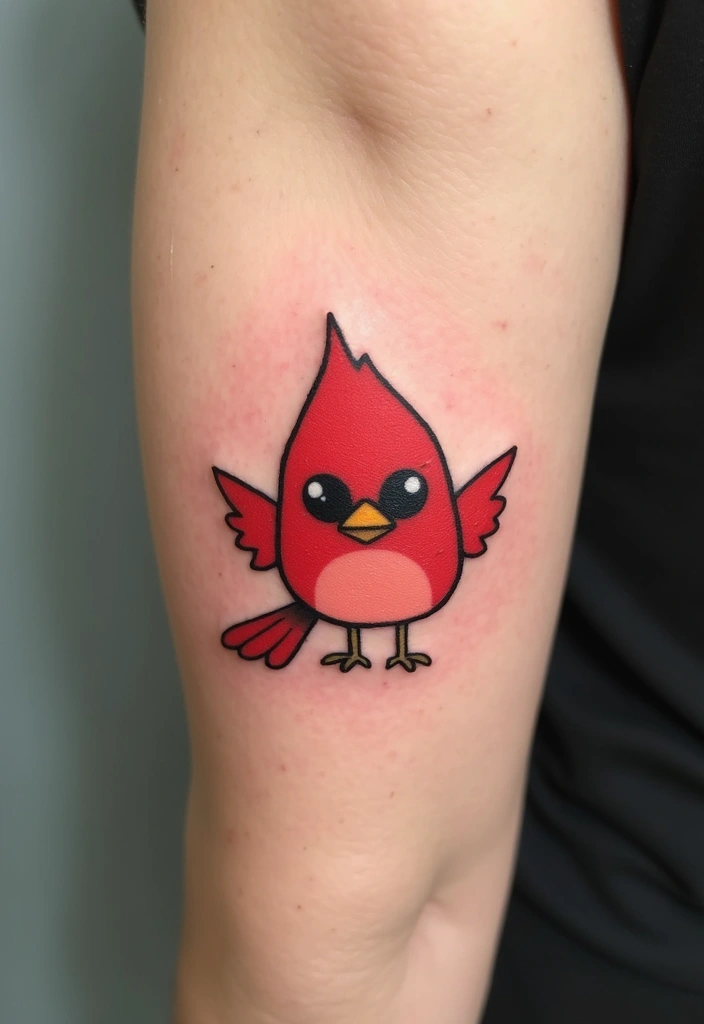 30 Small Cardinal Tattoos for Unique Inspiration 30 30 Small Cardinal Tattoos for Unique Inspiration - 30. Whimsical Cardinal