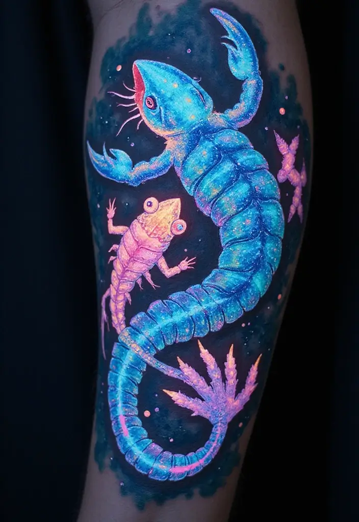 30 Water Tattoo Designs with Flowing Creativity 30 30 Water Tattoo Designs with Flowing Creativity - 30. Captivating Bioluminescent Creatures