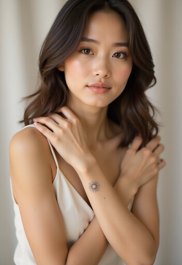 30 Wrist Tattoo Ideas for Women That Are Subtle and Stunning 30 30 Wrist Tattoo Ideas for Women That Are Subtle and Stunning - 30. Minimalist Sun