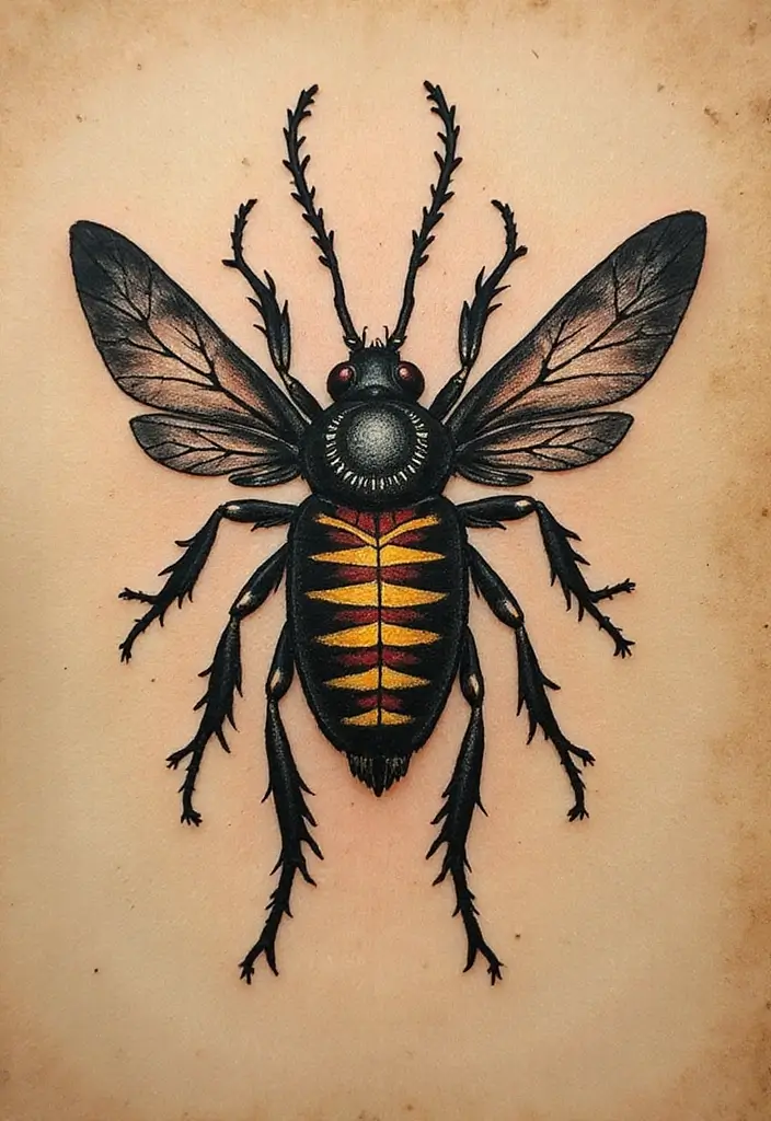 50 Bug Pin Tattoo Designs That Are Unique and Creative - 31. Cultural Insect Tattoos