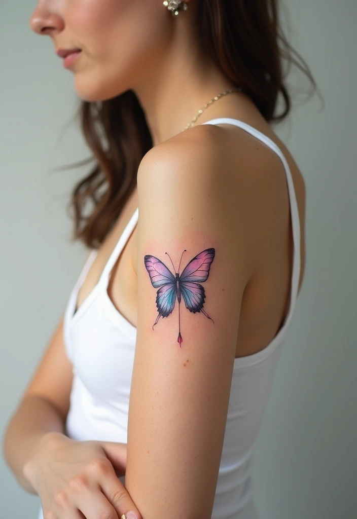 50 Cross Tattoo Ideas for Men and Women with Deep Meaning - 31. Cross with a Butterfly