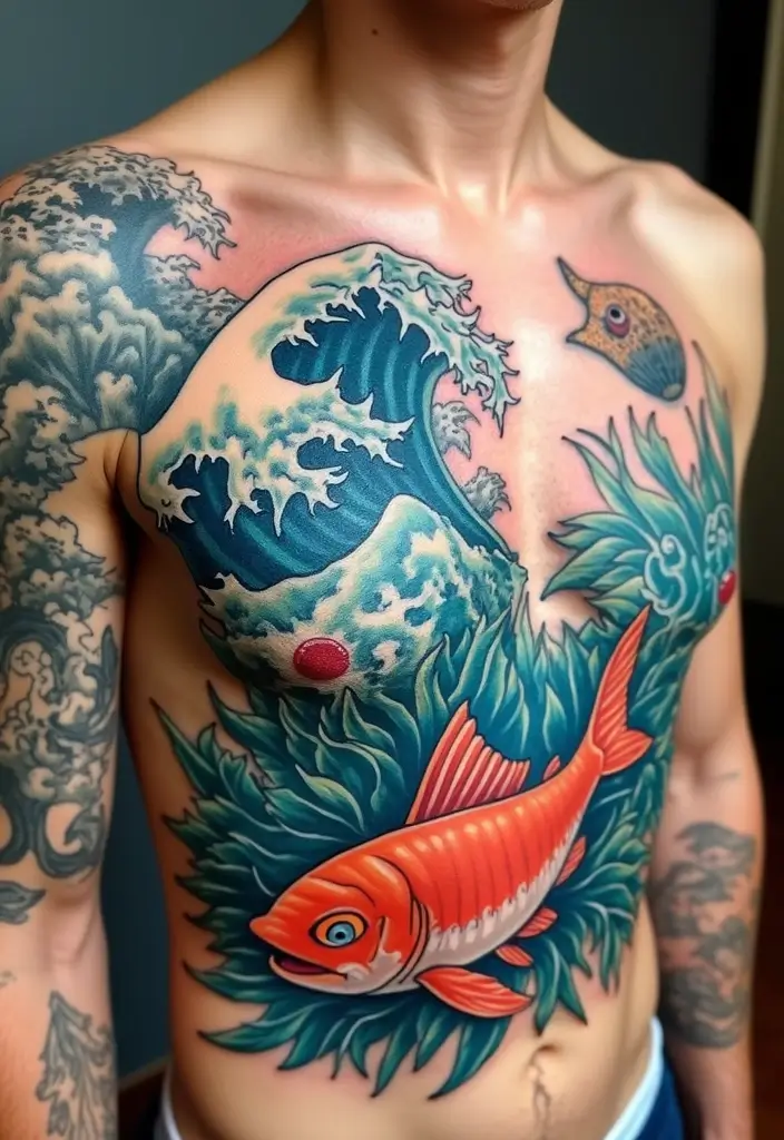 50 Best Chest Tattoo Ideas for Men and Women in 2025 31 50 Best Chest Tattoo Ideas for Men and Women in 2025 - 31. Ocean-Inspired Designs