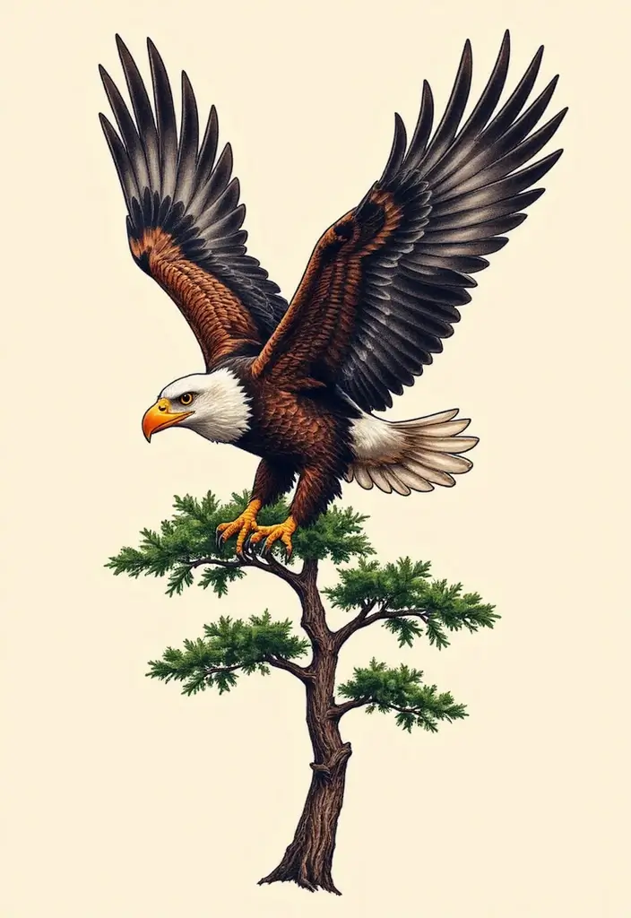 50 Eagle Tattoo Meaning Ideas and Symbolic Designs 31 50 Eagle Tattoo Meaning Ideas and Symbolic Designs - 31. Eagle and Tree