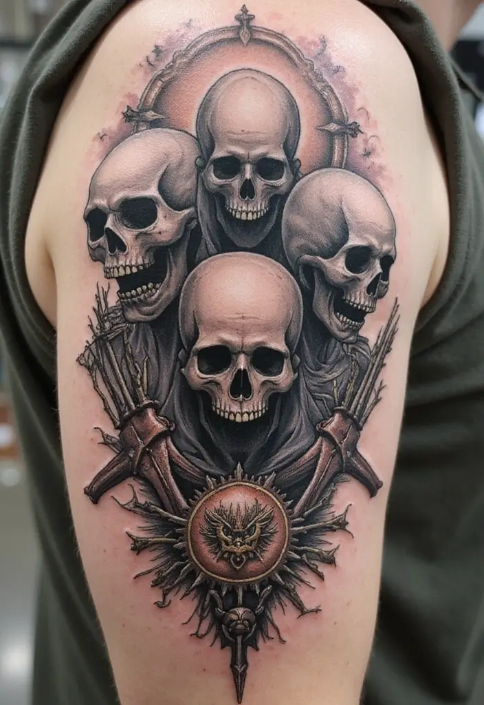 50 God of War Tattoo Ideas for True Fans of the Game - 31. The Souls of the Fallen