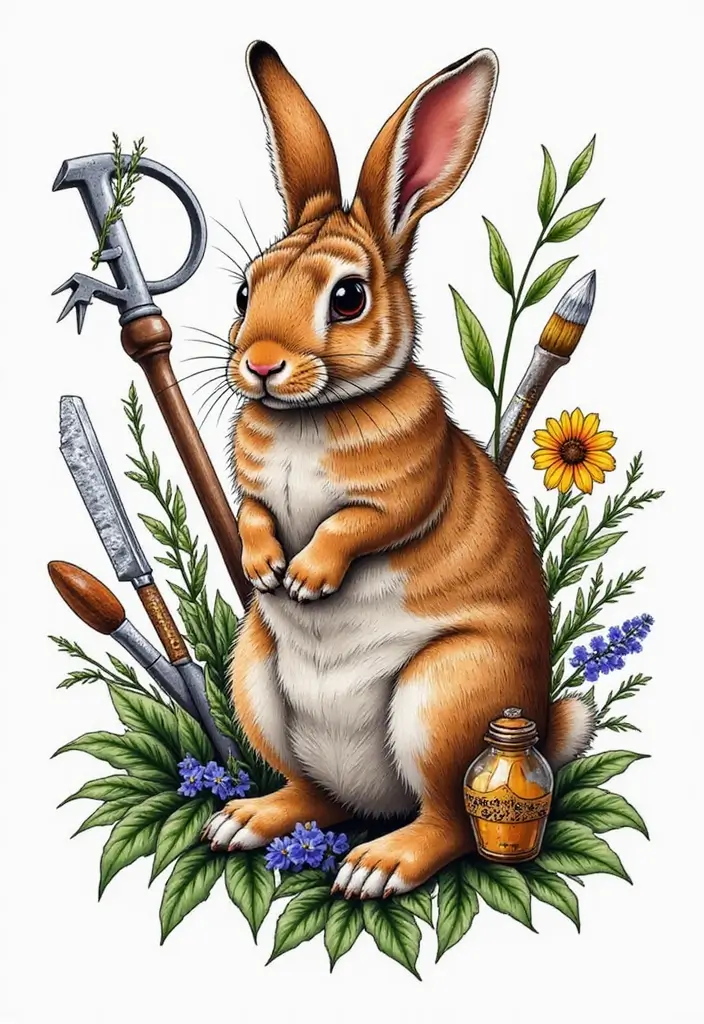 50 Rabbit Tattoo Meaning Inspirations and Cultural Symbolism - 31. For the Love of Hobbies