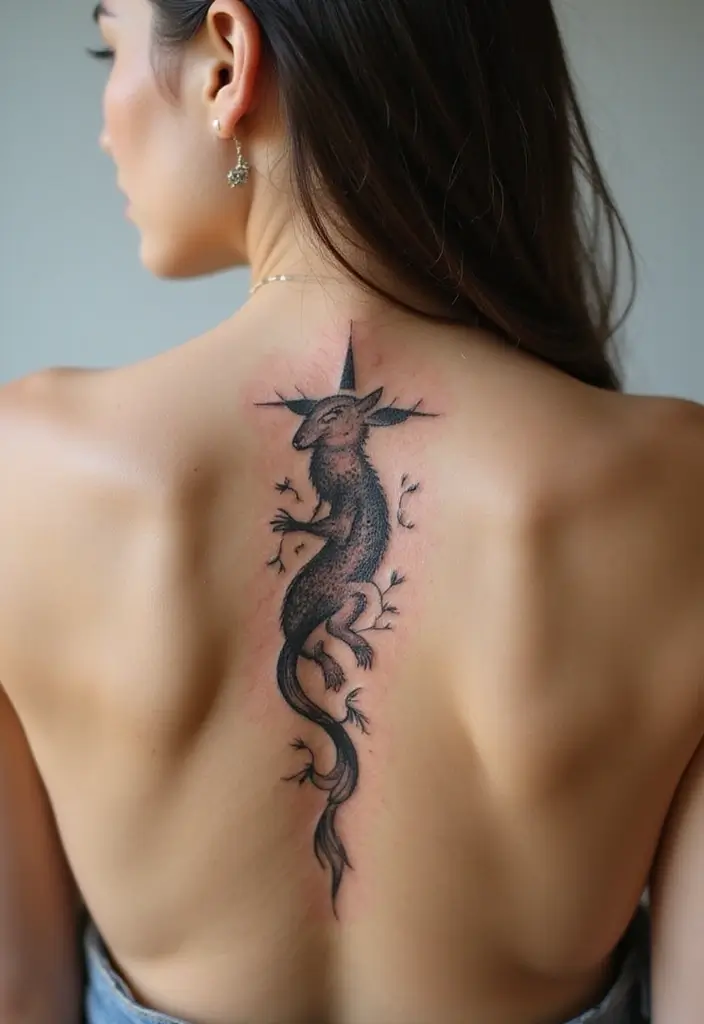99 Stunning Spine Tattoos for Women to Inspire Your Next Ink - 31. Spirit Animals