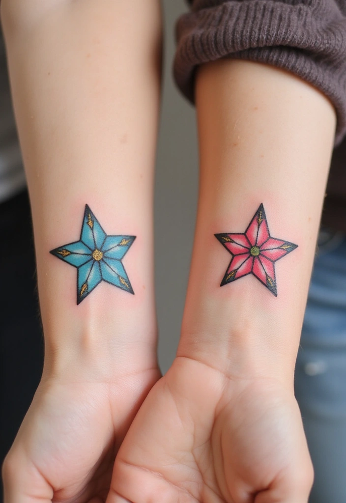 50 Star Tattoo Meaning Ideas and Symbolism Explained! - 31. Pair of Stars Tattoo