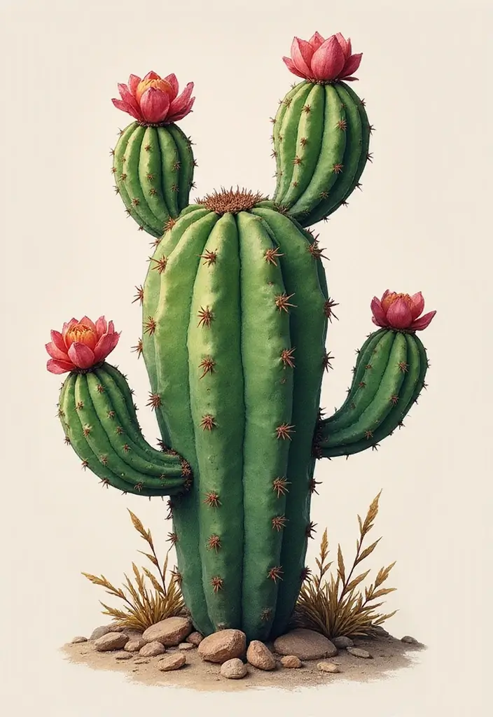 50 Cactus Tattoo Ideas with Minimalist and Symbolic Styles 32 50 Cactus Tattoo Ideas with Minimalist and Symbolic Styles - 32. Cactus and Wind