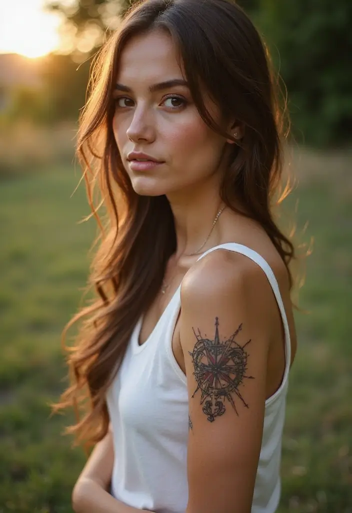 50 Compass Tattoo Meaning Ideas and Symbolic Designs - 32. The Compass of the Heart