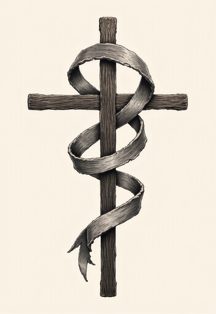 50 Cross Tattoo Meaning Inspirations and Symbolism Explained - 32. The Cross and a Ribbon: Unity and Faith