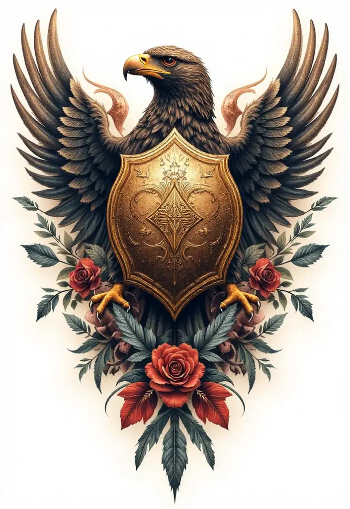 50 Eagle Tattoo Meaning Ideas and Symbolic Designs 32 50 Eagle Tattoo Meaning Ideas and Symbolic Designs - 32. Eagle with a Shield