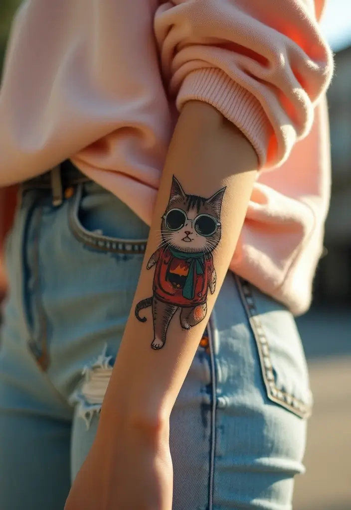 50 Creative Cat Tattoo Ideas for Every Style - 33. Cats in Costumes