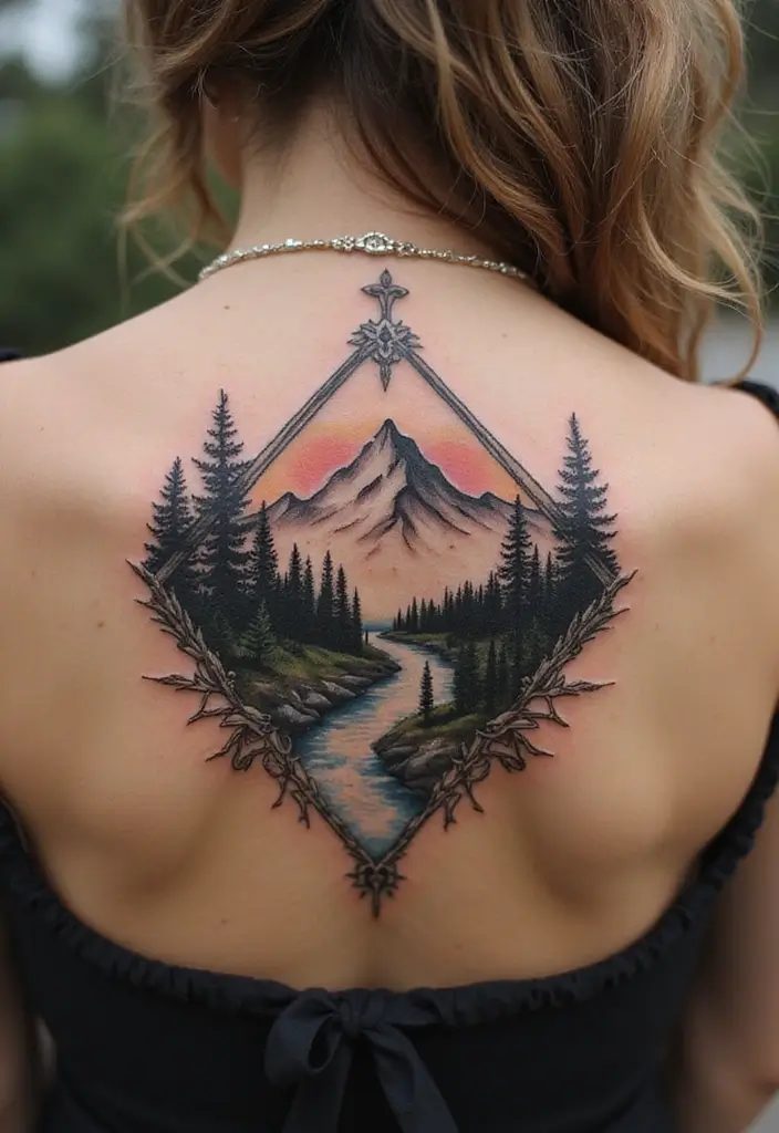 50 Mountain Tattoo Ideas with Powerful and Minimalist Designs 33 50 Mountain Tattoo Ideas with Powerful and Minimalist Designs - 33. Mountain and River Tattoo