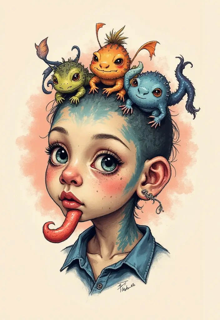 50 Shrunken Head Tattoo Designs for Bold and Edgy Styles - 33. Whimsical Monsters