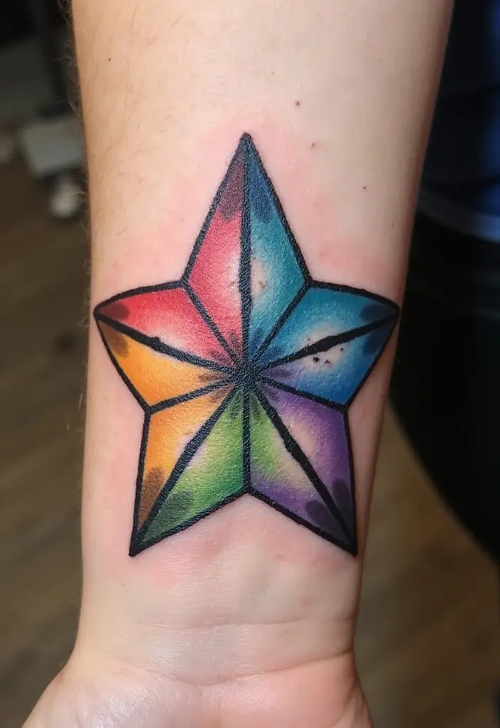 50 Star Tattoo Meaning Ideas and Symbolism Explained! - 33. Star Tattoos with Symbolic Colors