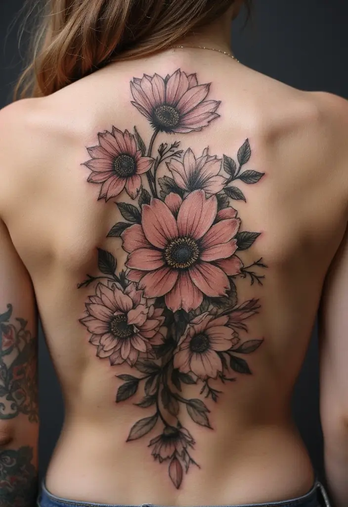 50 Wildflower Tattoo Ideas with Simple and Beautiful Designs 33 50 Wildflower Tattoo Ideas with Simple and Beautiful Designs - 33. Layered Floral Design