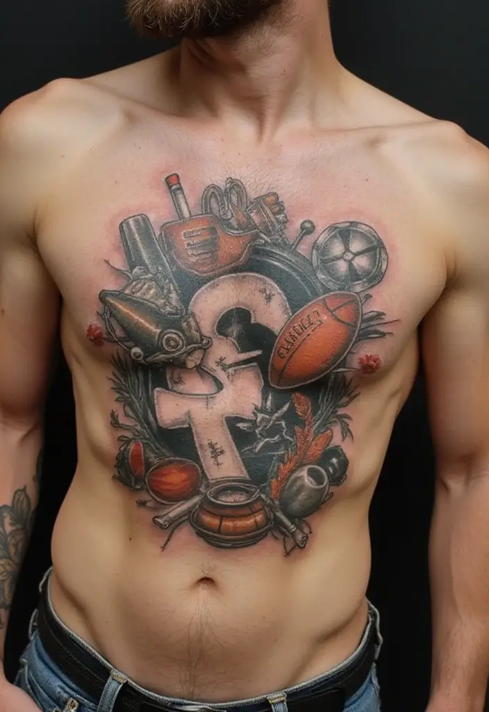 50 Best Chest Tattoo Ideas for Men and Women in 2025 34 50 Best Chest Tattoo Ideas for Men and Women in 2025 - 34. Sports and Hobbies