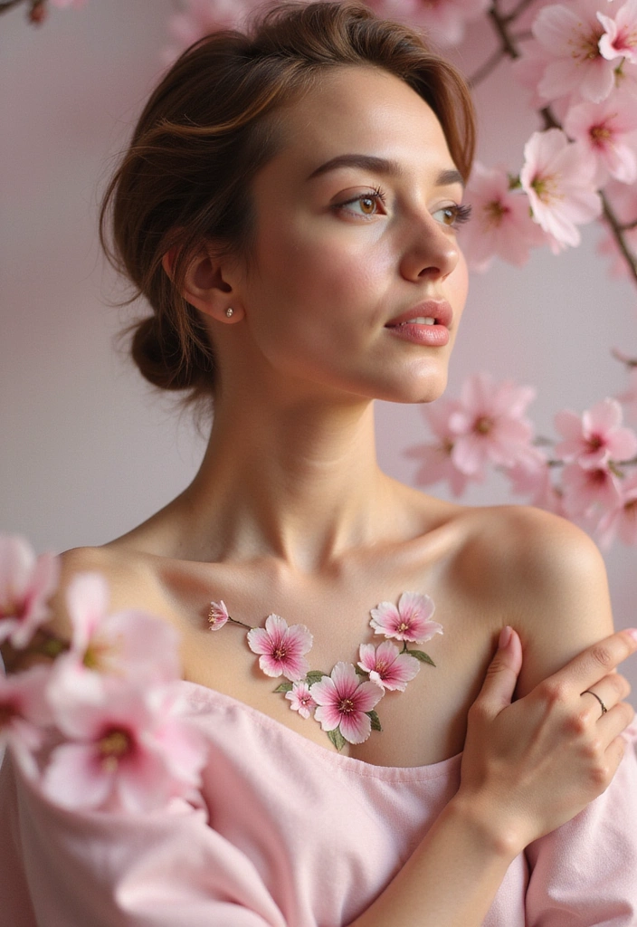 50 Elegant Collarbone Tattoo Ideas for Women 34 50 Elegant Collarbone Tattoo Ideas for Women - 34. Cherry Blossom Tattoos