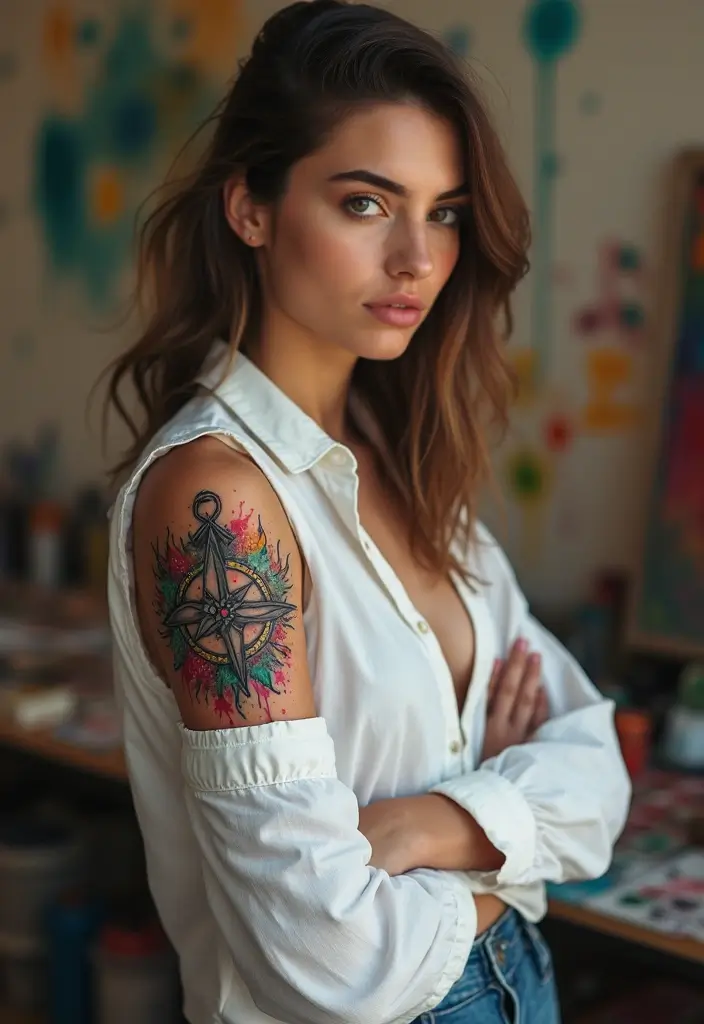 50 Compass Tattoo Meaning Ideas and Symbolic Designs - 34. The Artist's Compass