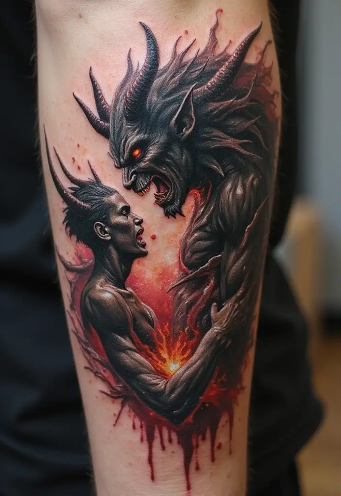 50 Stunning Demon Slayer Tattoo Ideas for Anime Fans - 34. The Demonic Transformation