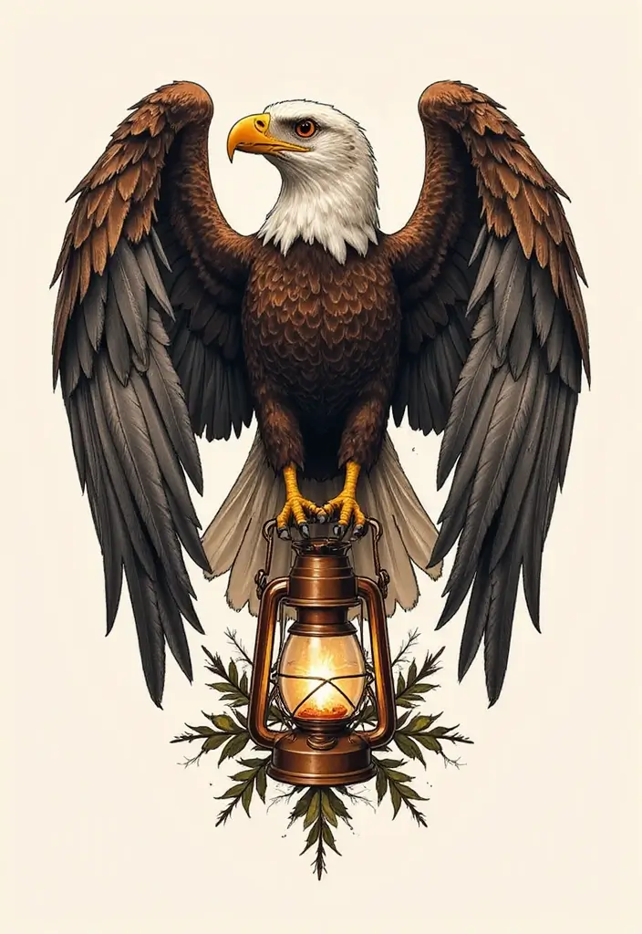 50 Eagle Tattoo Meaning Ideas and Symbolic Designs 34 50 Eagle Tattoo Meaning Ideas and Symbolic Designs - 34. Eagle with a Lantern