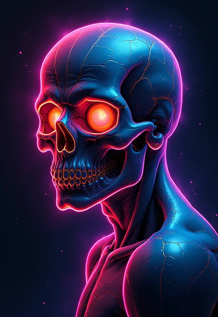 50 Shrunken Head Tattoo Designs for Bold and Edgy Styles - 34. Neon Glow
