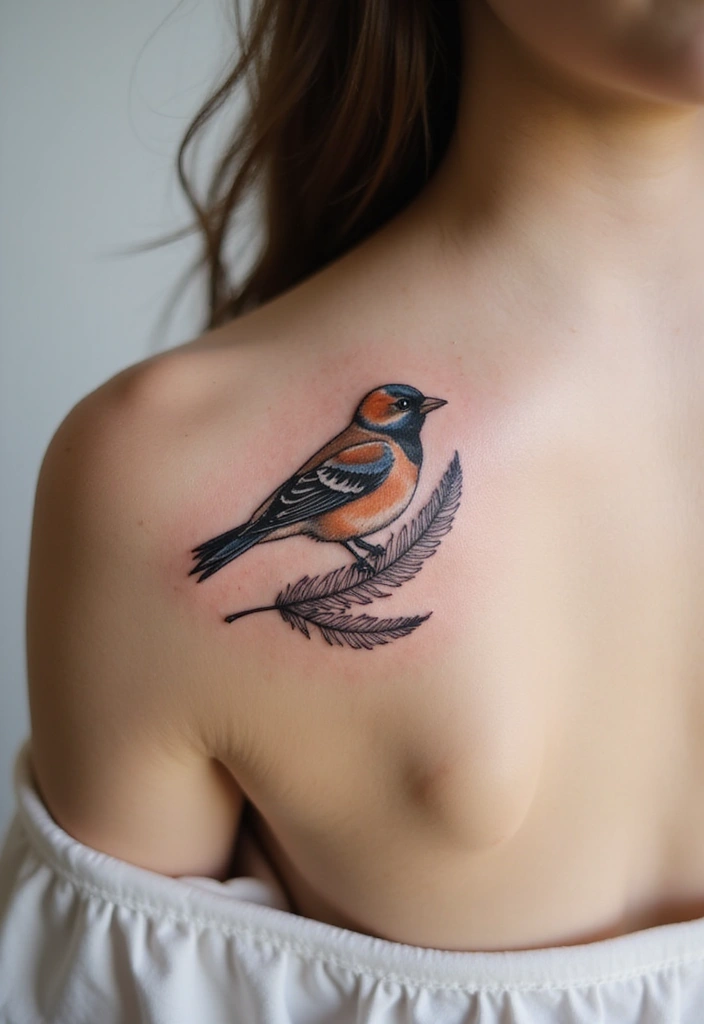 50 Sparrow Tattoos with Symbolism and Artistic Styles - 34. Sparrows with Feathers