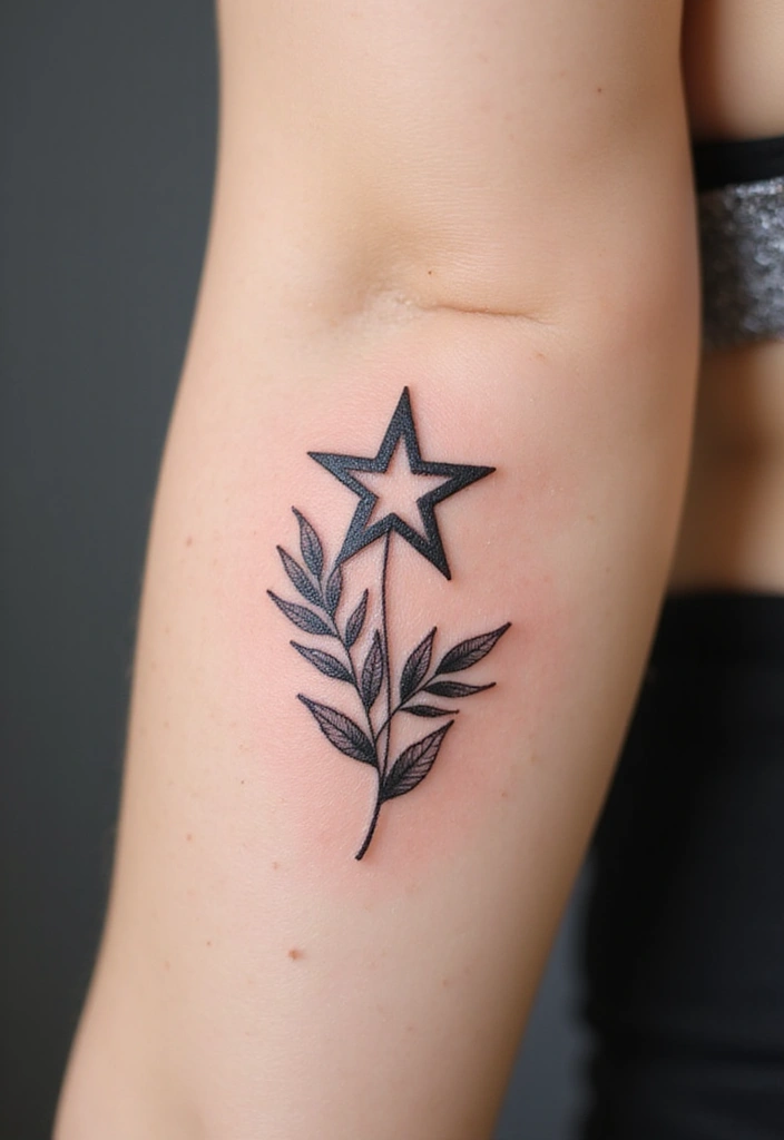 50 Star Tattoo Meaning Ideas and Symbolism Explained! - 34. Star and Leaf Tattoos