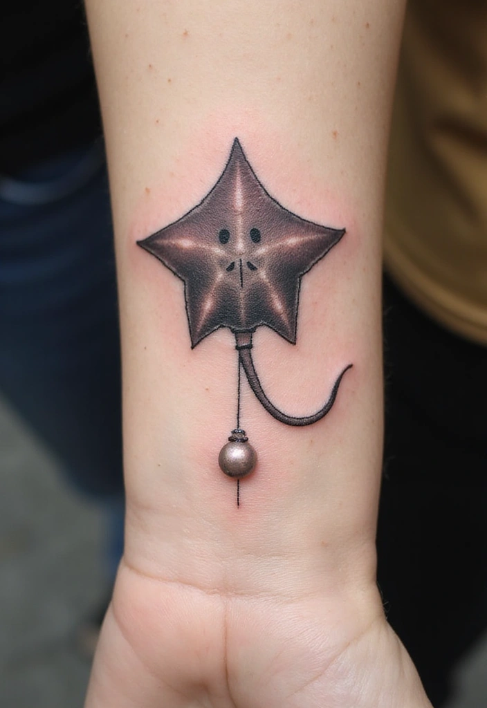 50 Stingray Tattoo Designs and Their Symbolic Meanings - 34. Stingray with a Pearl