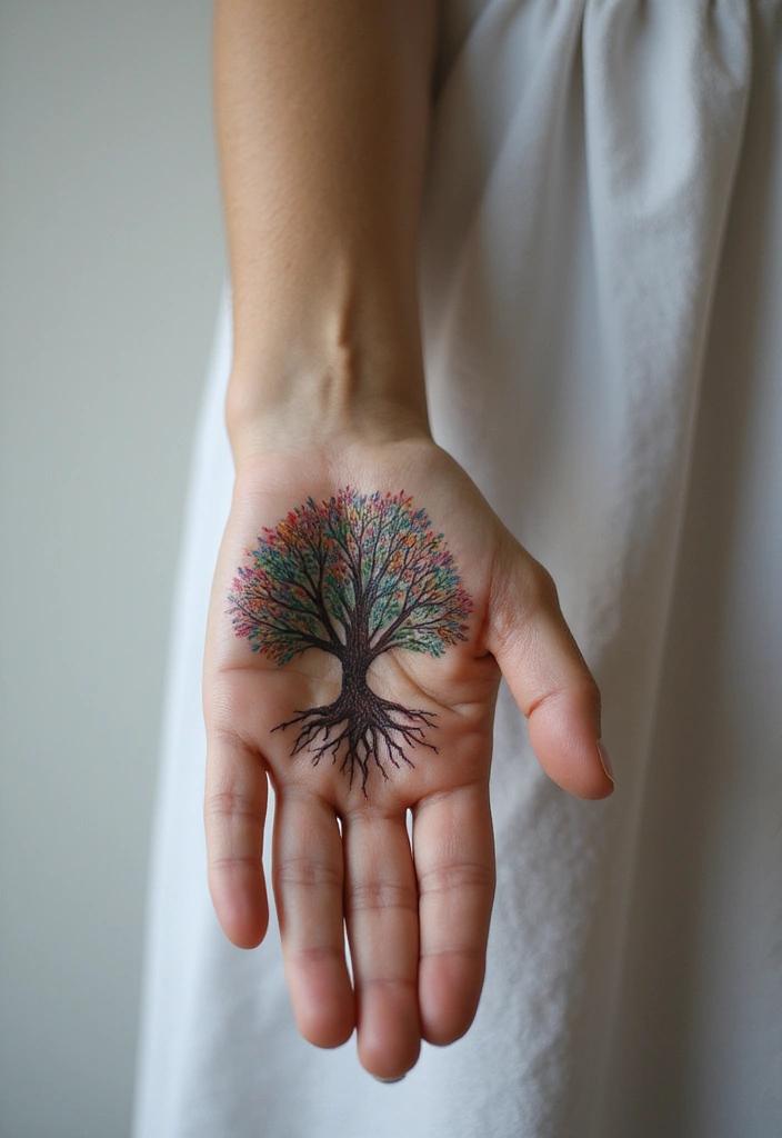 50 Virgin Mary Hand Tattoos with Spiritual and Artistic Designs - 34. Virgin Mary with a Tree of Life