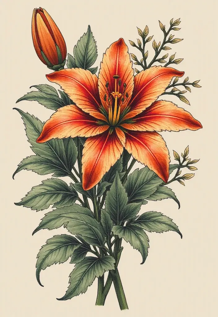 50 Stargazer Lily Tattoos with Elegant and Symbolic Designs 35 50 Stargazer Lily Tattoos with Elegant and Symbolic Designs - 35. Traditional Japanese Style