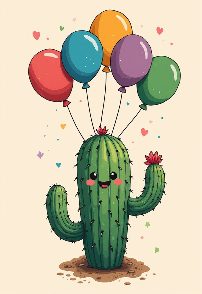 50 Cactus Tattoo Ideas with Minimalist and Symbolic Styles 35 50 Cactus Tattoo Ideas with Minimalist and Symbolic Styles - 35. Cactus with Balloons