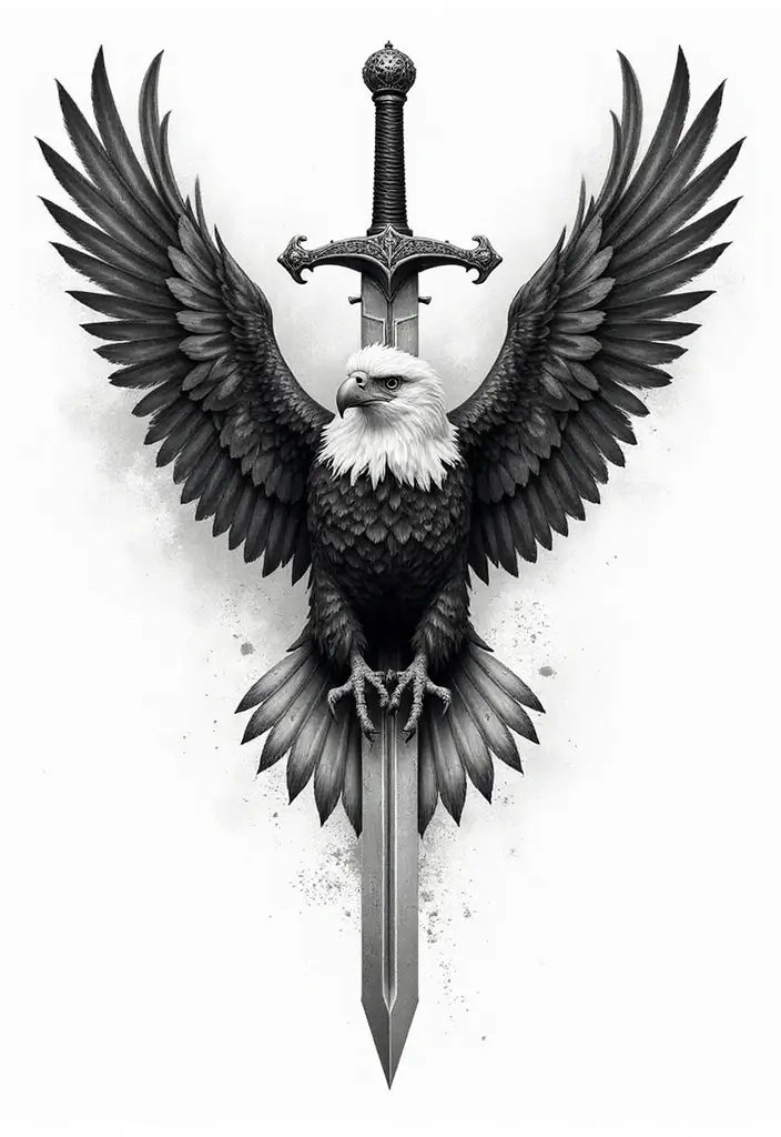 50 Eagle Tattoo Meaning Ideas and Symbolic Designs 35 50 Eagle Tattoo Meaning Ideas and Symbolic Designs - 35. Eagle with a Sword
