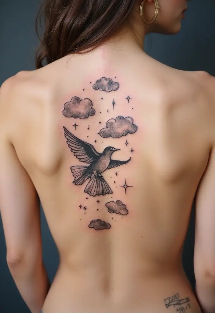 50 Sparrow Tattoos with Symbolism and Artistic Styles - 35. Sparrows and Dreams