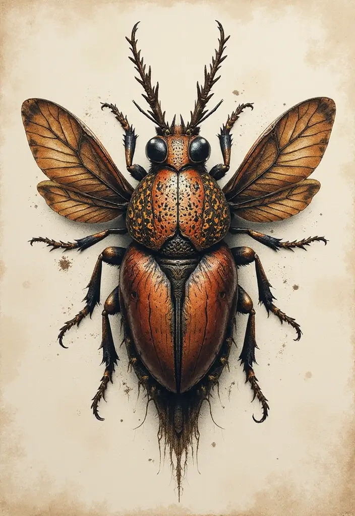 50 Bug Pin Tattoo Designs That Are Unique and Creative - 36. Insect and Mythological Creatures