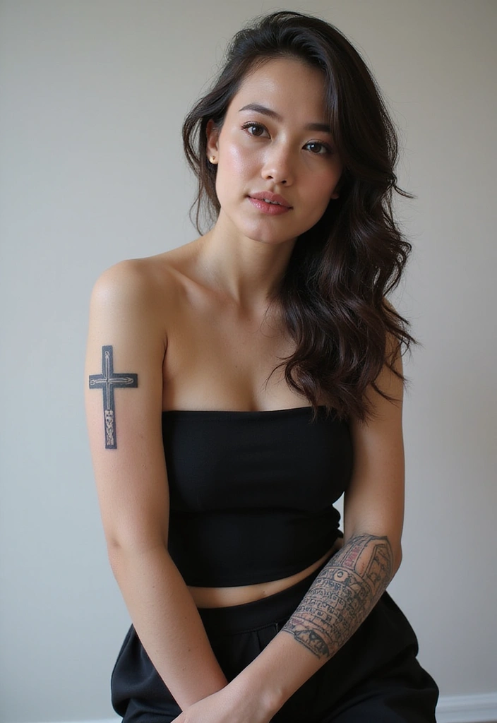 50 Cross Tattoo Ideas for Men and Women with Deep Meaning - 36. Cross with a Keyboard