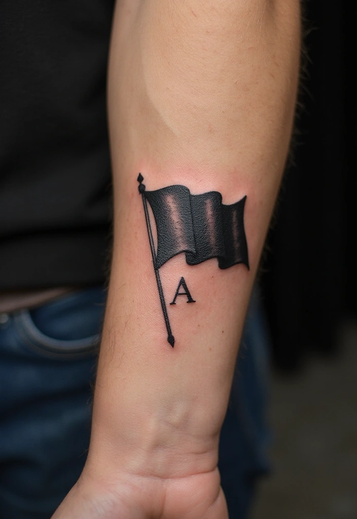 50 Black Flag Tattoo Meaning Inspirations and Symbolism 36 50 Black Flag Tattoo Meaning Inspirations and Symbolism - 36. Personalization with Initials