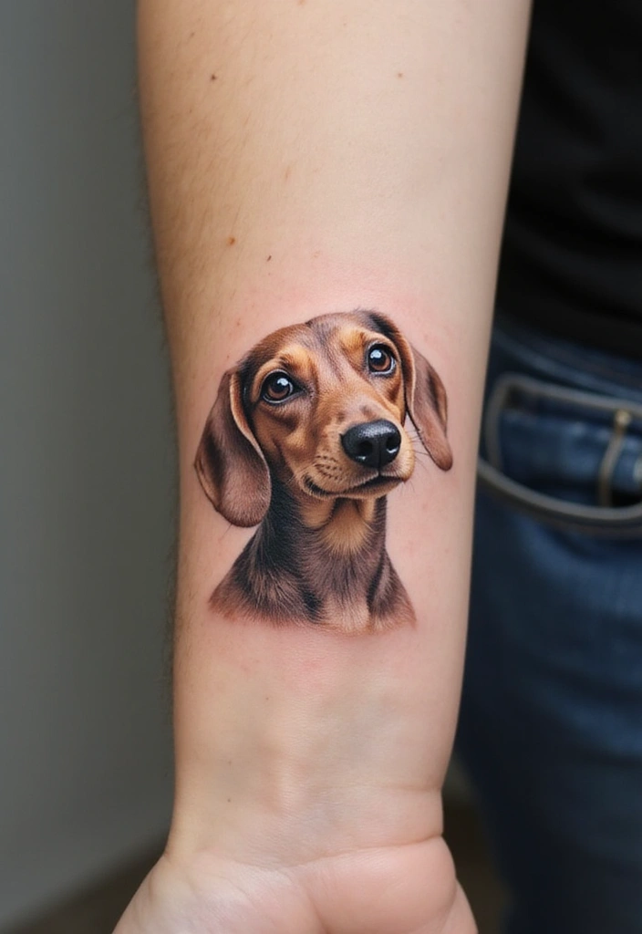 50 Small Wiener Dog Tattoos with Cute and Minimalist Designs - 36. Loving Eyes