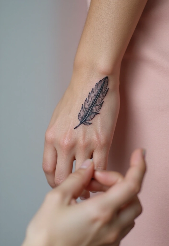 50 Virgin Mary Hand Tattoos with Spiritual and Artistic Designs - 36. Virgin Mary with a Feather
