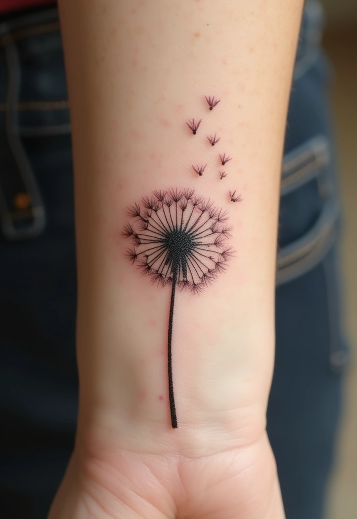 50 Wildflower Tattoo Ideas with Simple and Beautiful Designs 36 50 Wildflower Tattoo Ideas with Simple and Beautiful Designs - 36. Dandelion Wishes