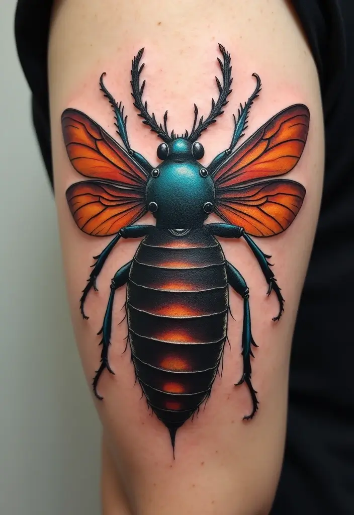 50 Bug Pin Tattoo Designs That Are Unique and Creative - 37. Layered Insect Tattoos