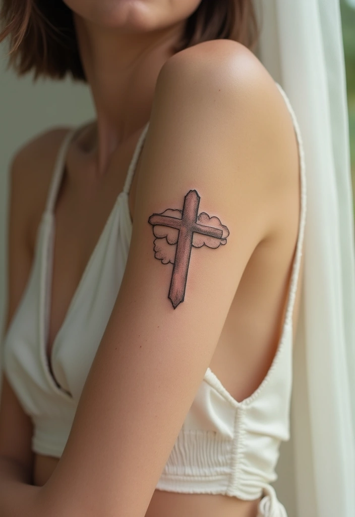50 Cross Tattoo Ideas for Men and Women with Deep Meaning - 37. Cross with a Cloud