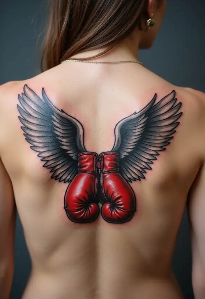 50 Boxing Gloves Tattoo Designs That Embody Strength and Courage! 37 50 Boxing Gloves Tattoo Designs That Embody Strength and Courage! - 37. Boxing Gloves and Wings