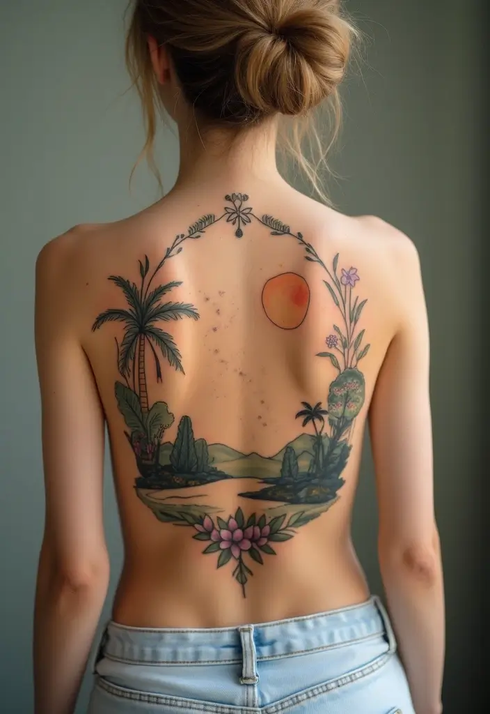 50 Christian Back Tattoos with Meaningful and Powerful Designs - 37. The Peaceful Journey
