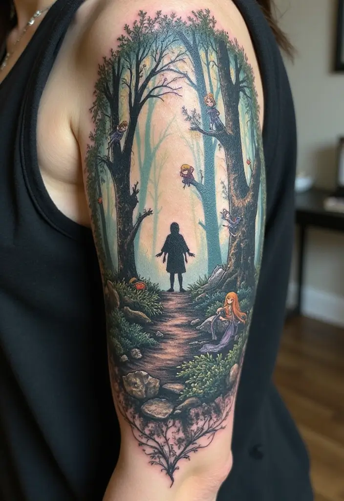 50 Stunning Demon Slayer Tattoo Ideas for Anime Fans - 37. The Enchanted Forest