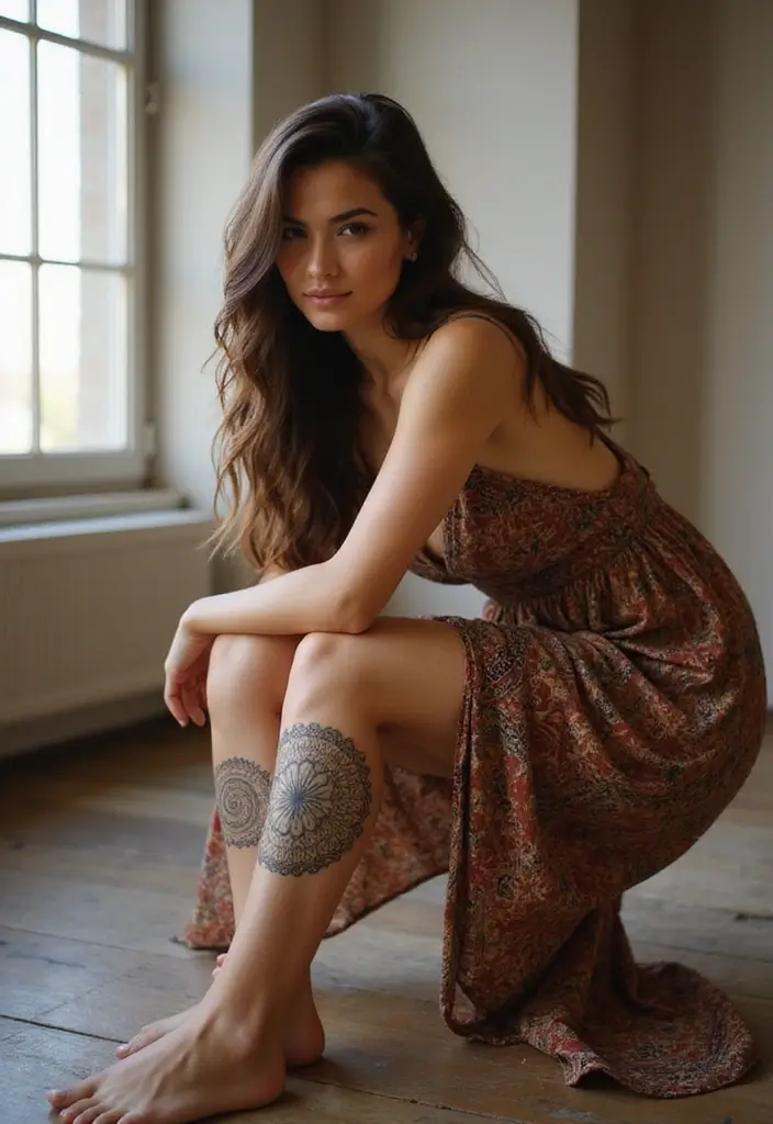 50 Mandala Knee Tattoos for Women with Elegant Patterns - 37. Mandalas with Spirals