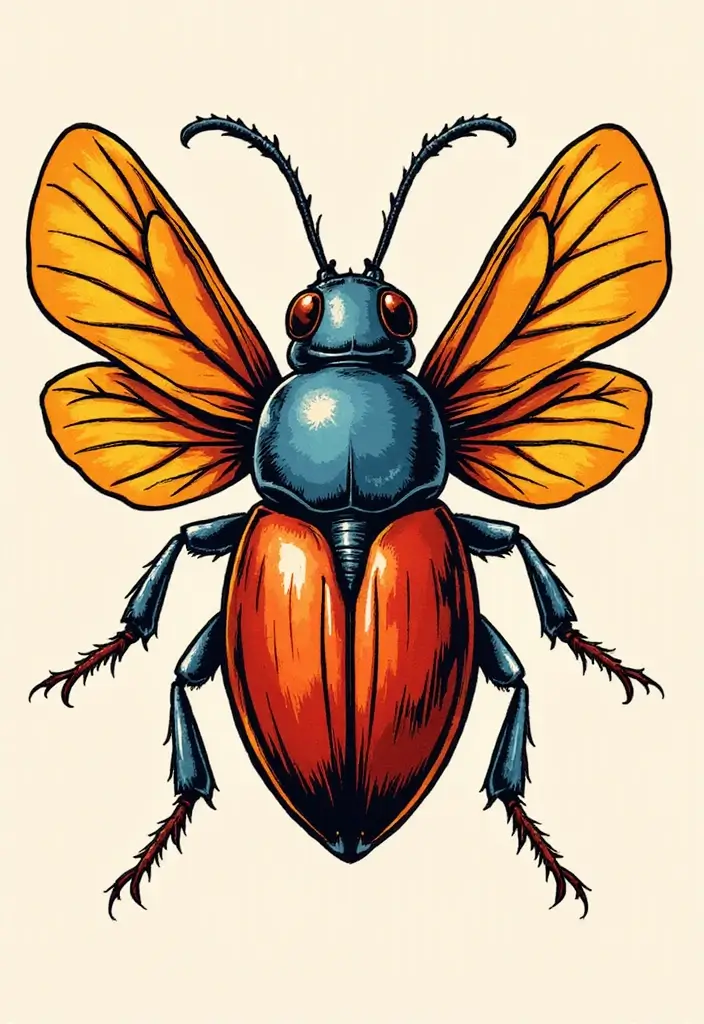 50 Bug Pin Tattoo Designs That Are Unique and Creative - 38. Retro Insect Illustrations