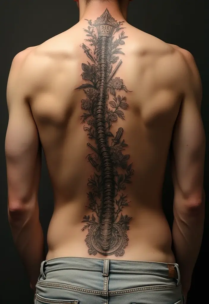 50 Baddie Women’s Spine Tattoos That Look Absolutely Stunning - 38. Historical Designs